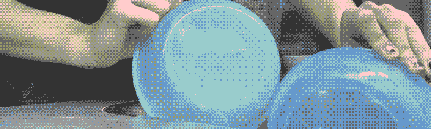 Blue Tuperware <br>
      I don’t own bowls. At least none large enough to mix with ease the yogurt and granola I eat on most mornings. I’ve resorted to these Tuperware bowls for over two years now and they work fine enough that I haven’t replaced them yet. If the two of them function as food storage containers, I don’t eat yogurt. 